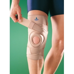 Orteza kolana z silikonowym wzmocnieniem rzepki, spiralnymi wzmocnieniami bocznymi oraz zapięciem krzyżowym OPPO 1033 